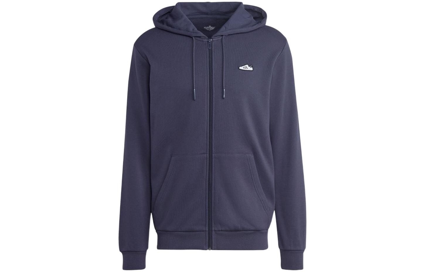 adidas Solid Logo Zip Hoodie Jacket - Navy Blue IA3937