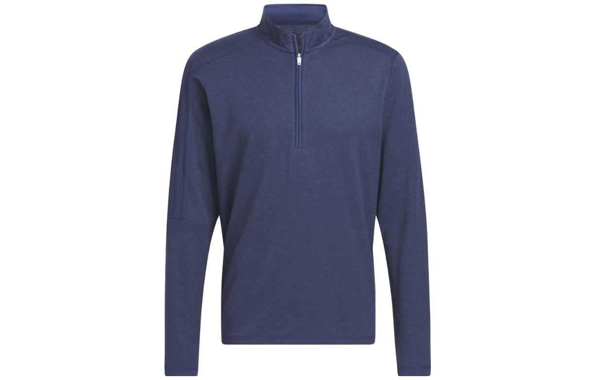 adidas Solid Navy Blue Long-Sleeve Polo Sweatshirt HR9066