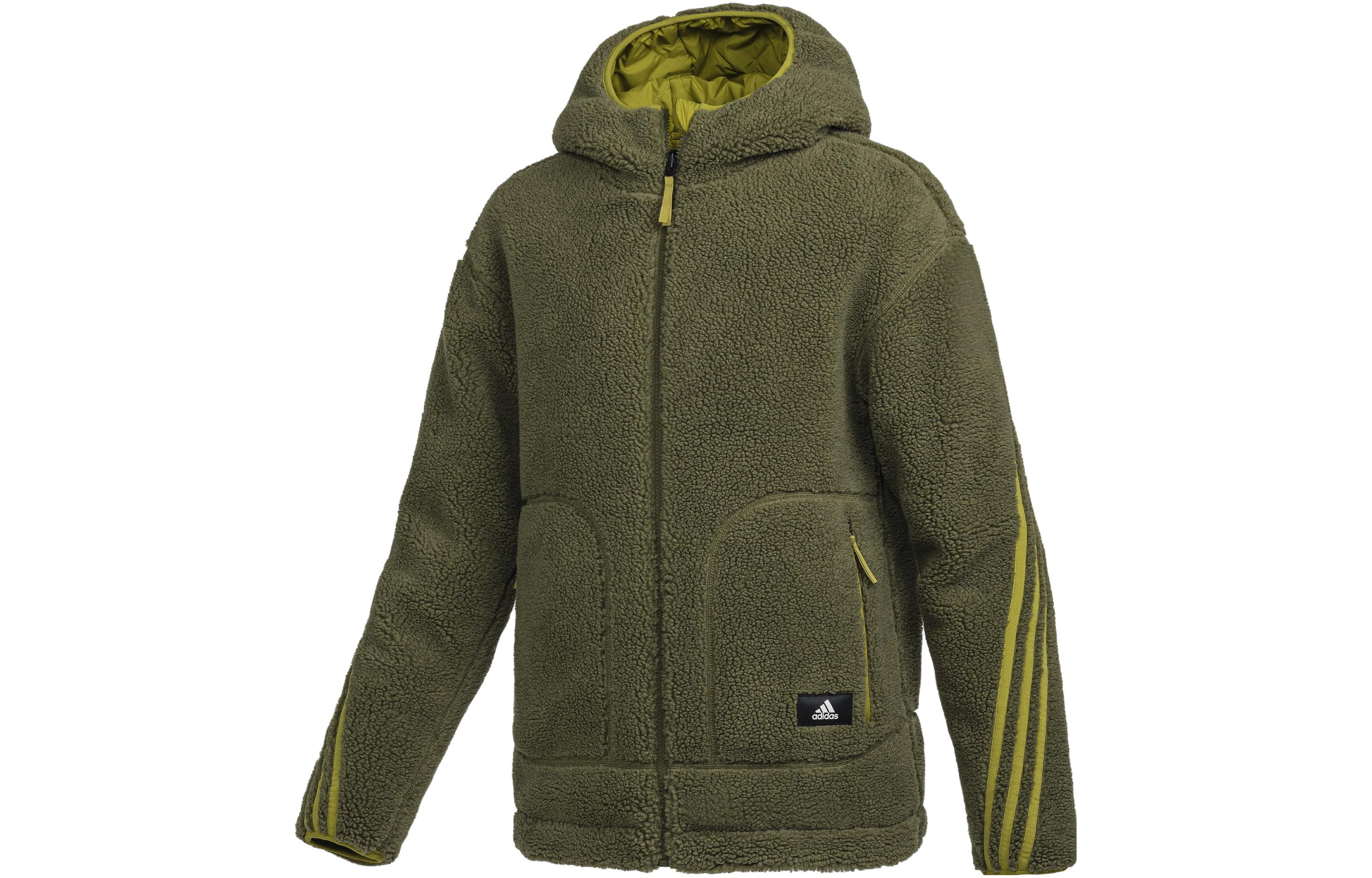adidas Solid Olive Green Slim Fit Hoodie Jacket HR8425