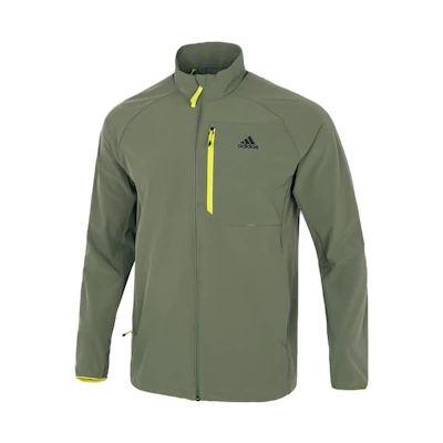 adidas Solid Outdoor Windbreaker Jacket in Army Green GN7348