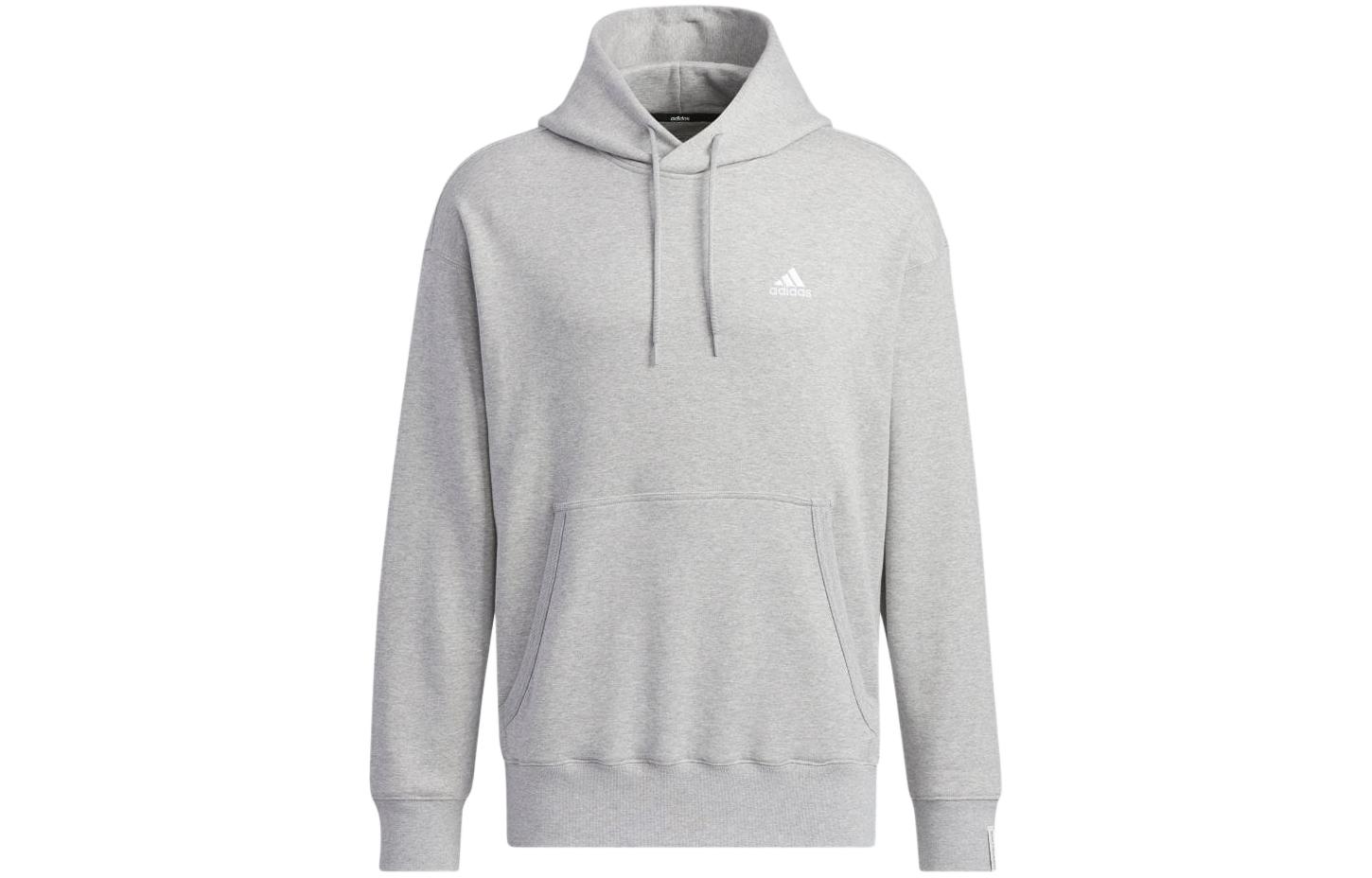 adidas Solid Patchwork Pullover Hoodie - Gray JF3929