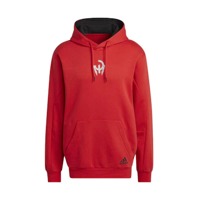 adidas Solid Red Hoodie with Front Logo Print and Drawstring HT5344