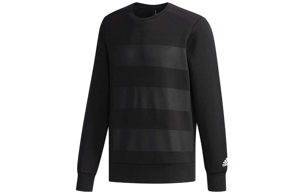 adidas Solid Striped Crewneck Long Sleeve Sweatshirt Black CZ4081