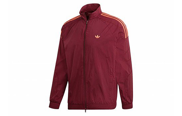 adidas Solid Striped Woven Track Jacket Maroon DU8132