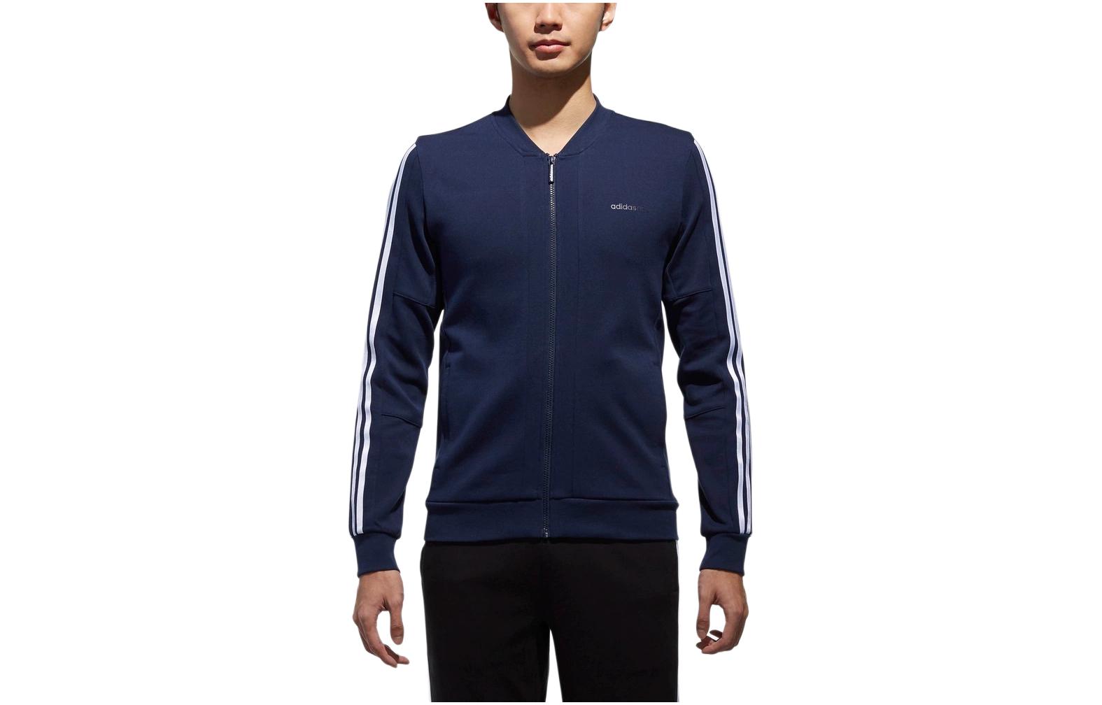 adidas Solid Zip-Up Long-Sleeve Jacket Navy Blue CV9046