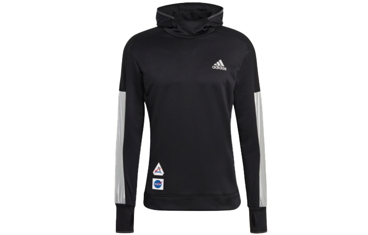 adidas Space Hoodie Black Pullover Colorblock Running Sweatshirt GK6996
