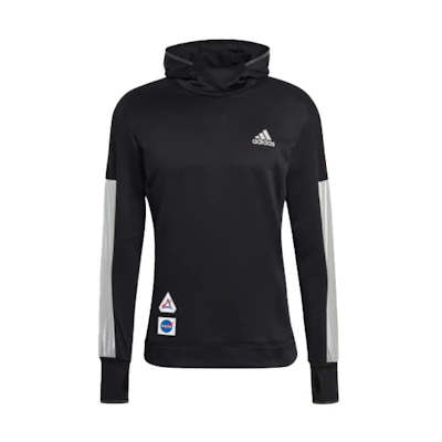 adidas Space Hoodie Black Pullover Colorblock Running Sweatshirt GK6996