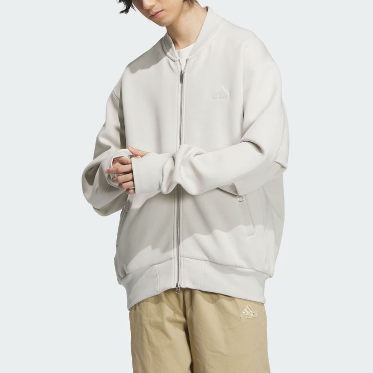 Lookbook adidas Spacer Bomber Jaket Loose Fit Casual Outerwear - Warna Talc JJ3789