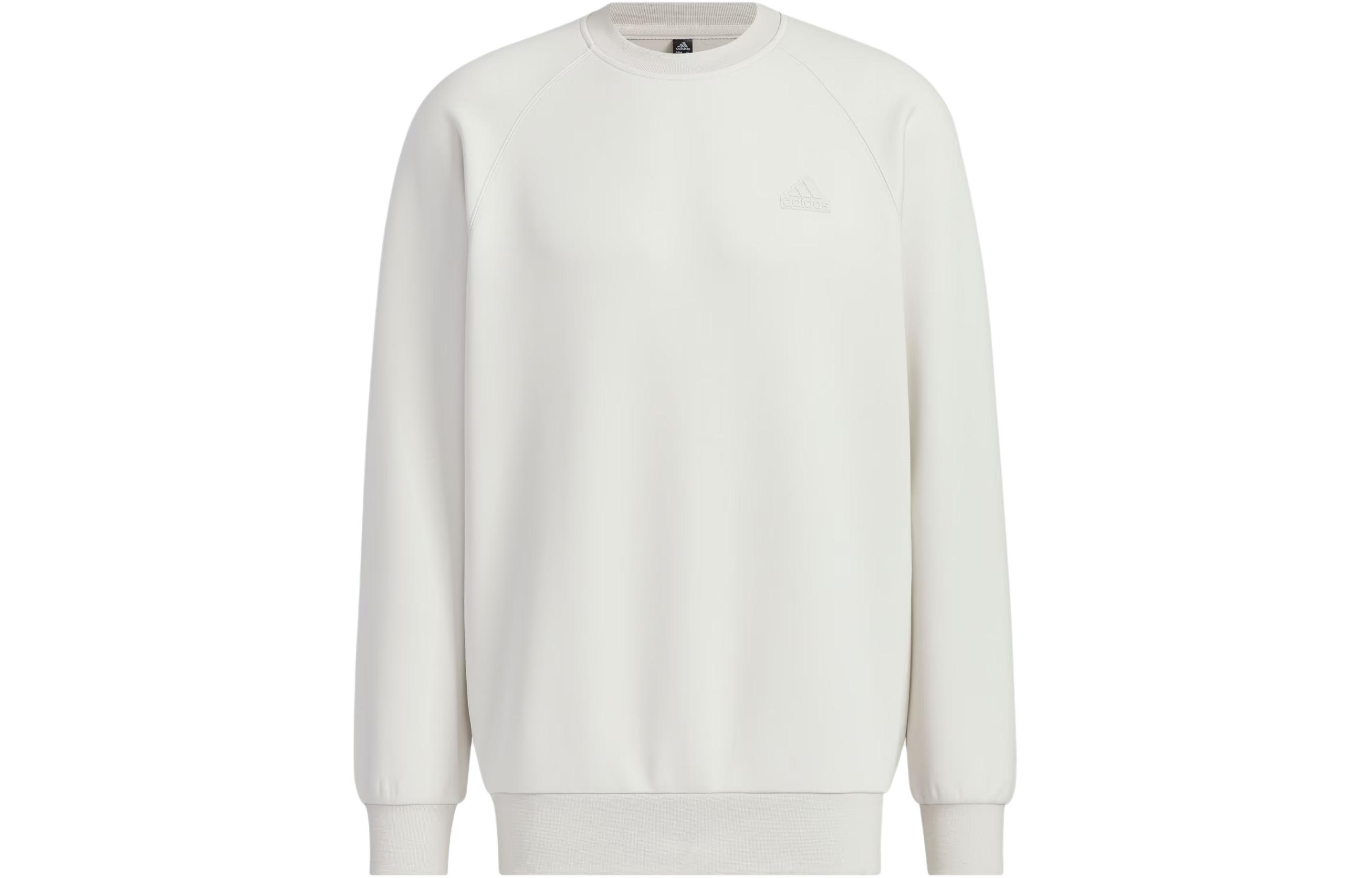 adidas Spacer Crew Sweatshirt Pullover Long Sleeve - Greige Logo Design JJ3786