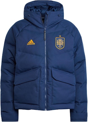 아디다스 스페인 로고 프린트 히든 지퍼 패딩 재킷 블루. HE8906 Order 아디다스 스페인 로고 프린트 히든 지퍼 패딩 재킷 블루. HE8906