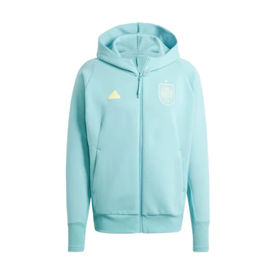 adidas Spain Travel Full-Zip Hoodie Teal Soccer Logo Long-Sleeve Jacket IU2132