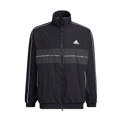 adidas Spliced Letter Logo Print High Neck Jacket Unisex Black IA9425