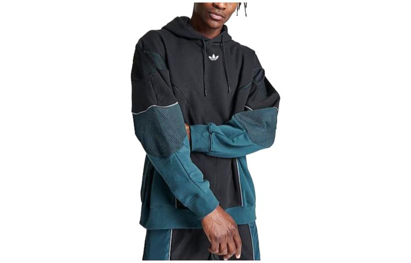 adidas Spliced Logo Hoodie Sweatshirt - Blue/Black HZ0744