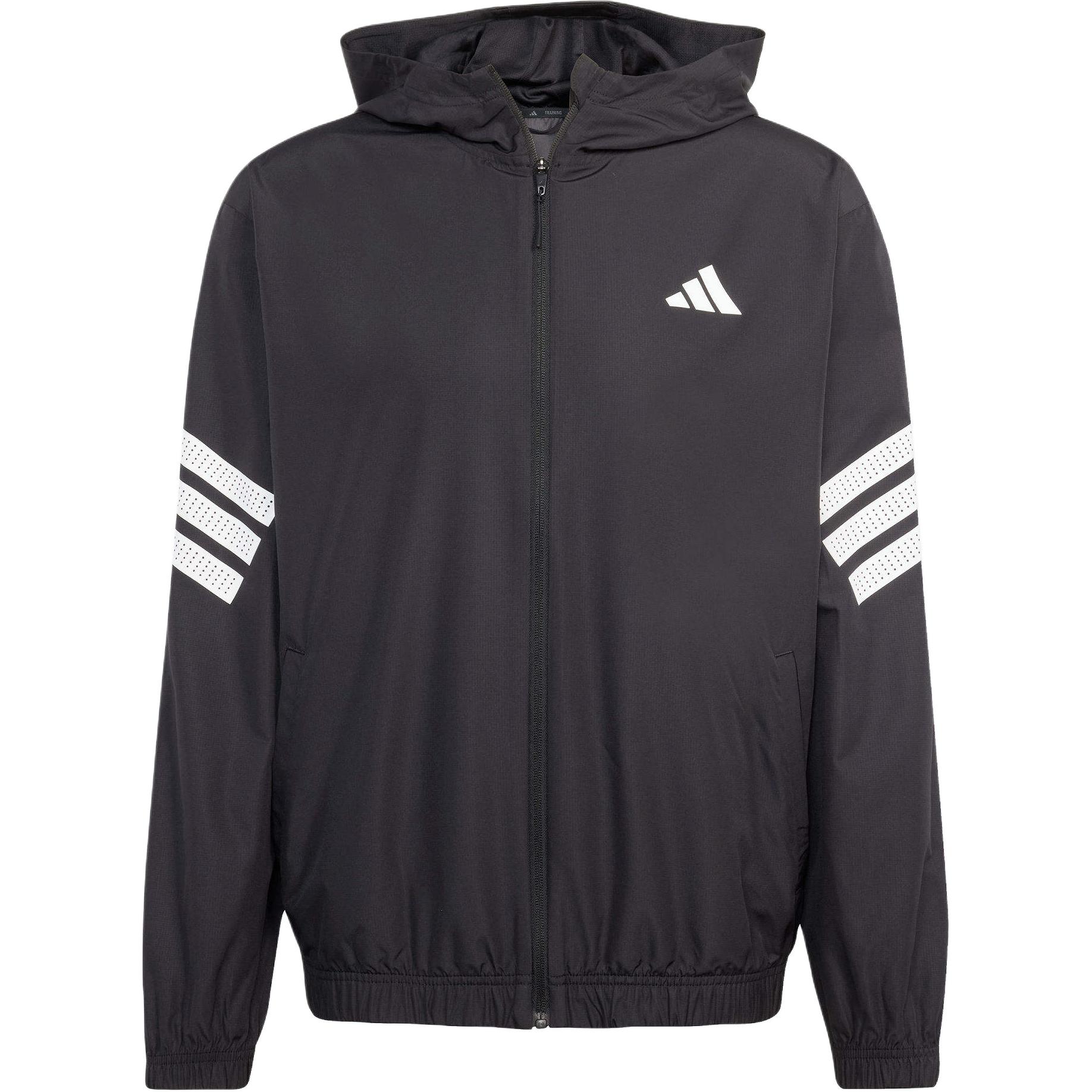 adidas Sport Performance ICONS Logo Striped Breathable Hooded Jacket Black Men JM6753