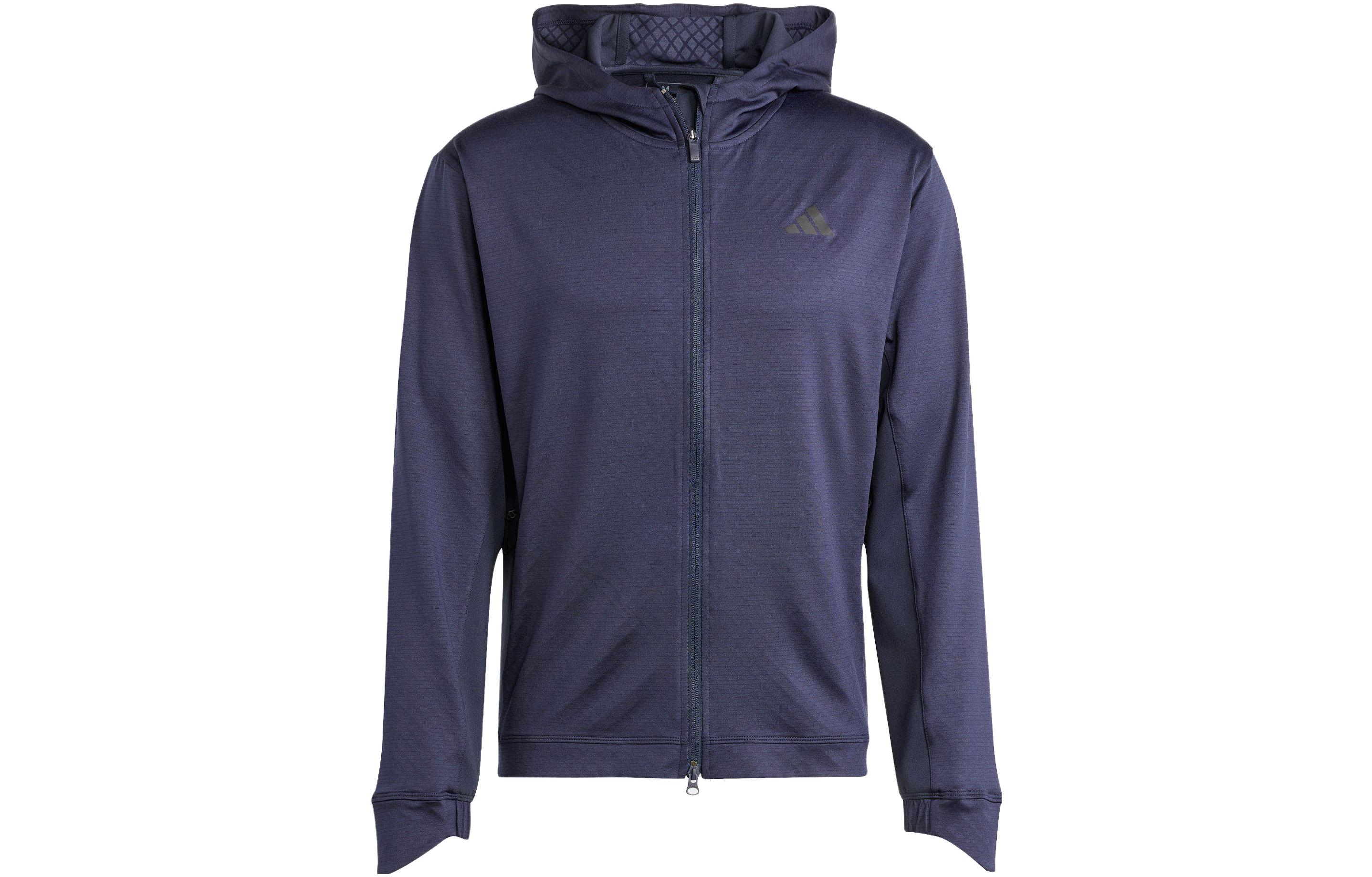 adidas Sport Performance Solid Logo Hoodie Jacket - Navy Blue IL1384