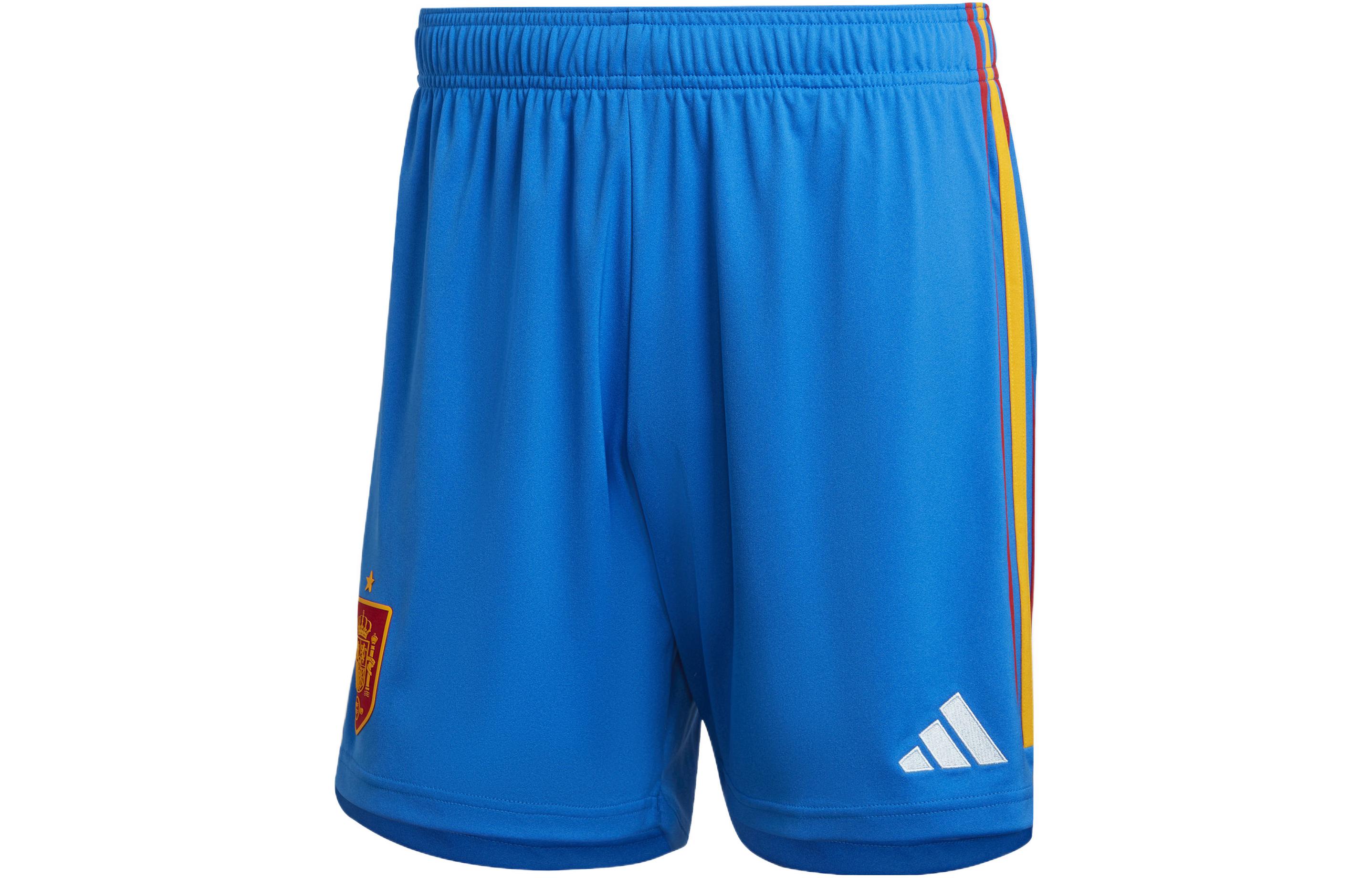 adidas Sport Performance Spain 2022 Striped Embroidered Soccer Shorts Blue Mens HE2025