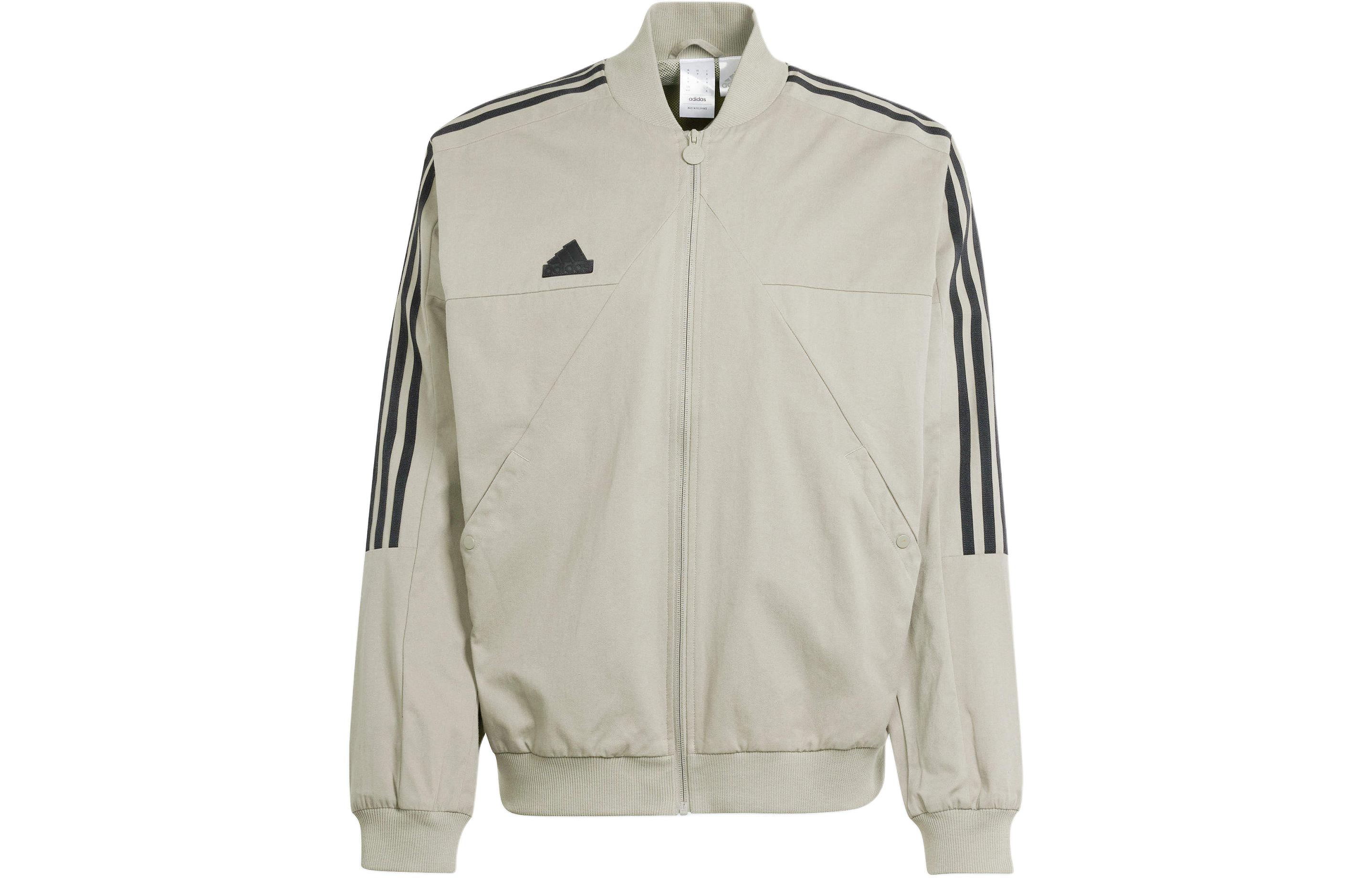 adidas Sport Performance Three-Stripe Logo Long Sleeve Jacket Khaki IS1513