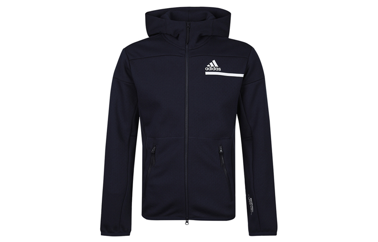adidas Sports Casual Knit Hooded Jacket Dark Navy Blue GM6537