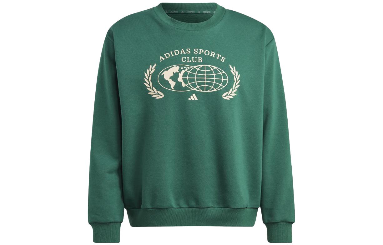 adidas Sports Club Green Letter Print Oversized Crewneck Sweatshirt Unisex IM1313