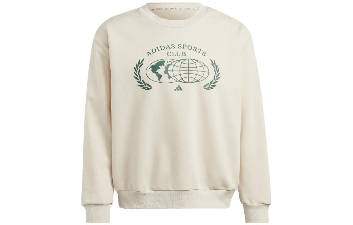 adidas Sports Club Letter Print Crewneck Sweatshirt Unisex - Linen Color IM1312