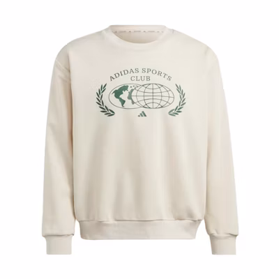 adidas Sports Club Letter Print Crewneck Sweatshirt Unisex - Linen Color IM1312
