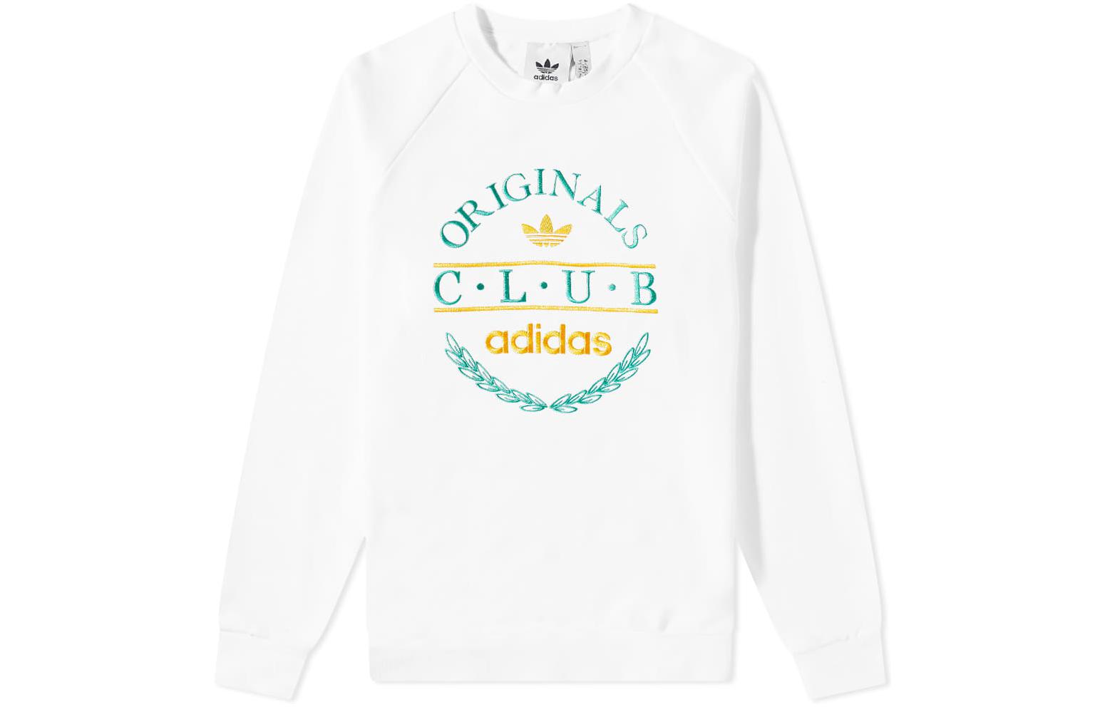 adidas Sports Resort Logo Embroidered Pullover Sweatshirt White () HR7894