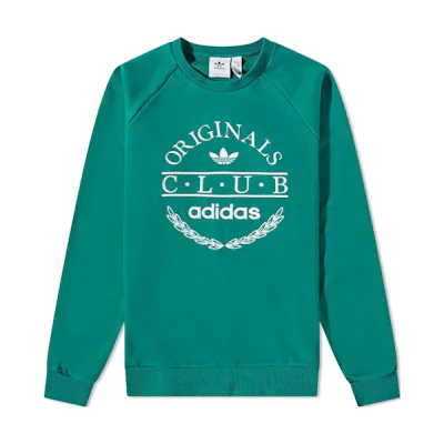 adidas Sports Resort Logo Print Green Crewneck Sweatshirt Long Sleeve HR7896