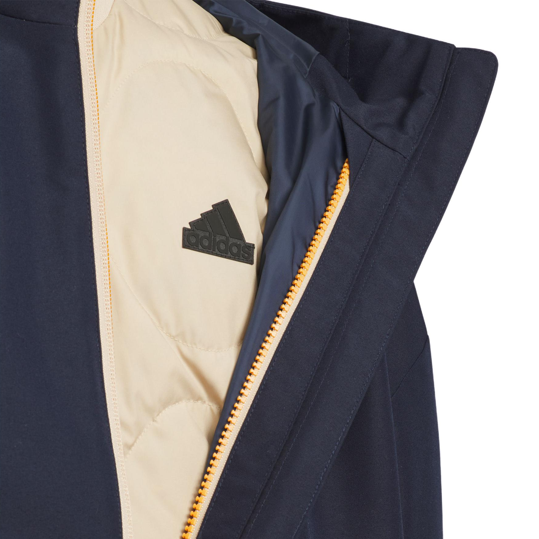 Sizing 阿迪达斯运动2合1羽绒夹克青少年款 - 海军蓝连帽舒适外套 JJ5019