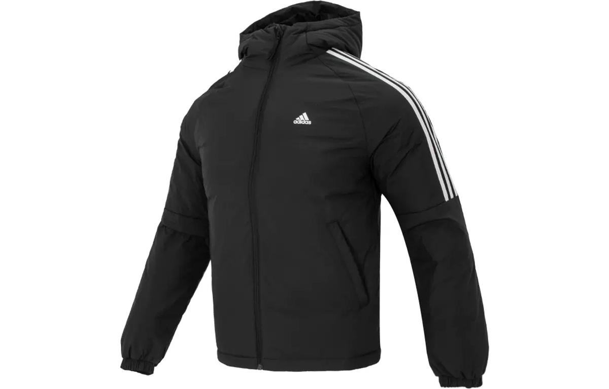 Order adidas運動防風側條紋黑色連帽羽絨外套 IT8730