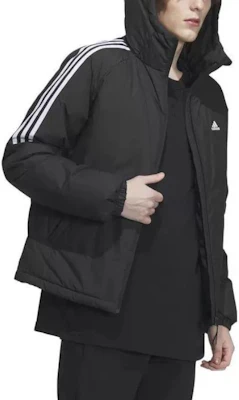 adidas運動防風側條紋黑色連帽羽絨外套 IT8730 Shop adidas運動防風側條紋黑色連帽羽絨外套 IT8730