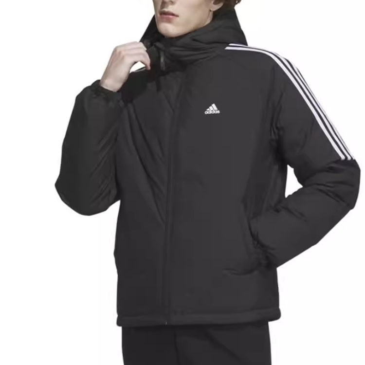 Purchase adidas運動防風側條紋黑色連帽羽絨外套 IT8730