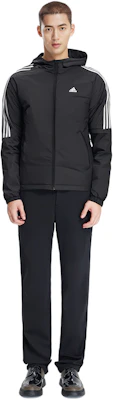 adidas運動防風側條紋黑色連帽羽絨外套 IT8730 Cheap adidas運動防風側條紋黑色連帽羽絨外套 IT8730