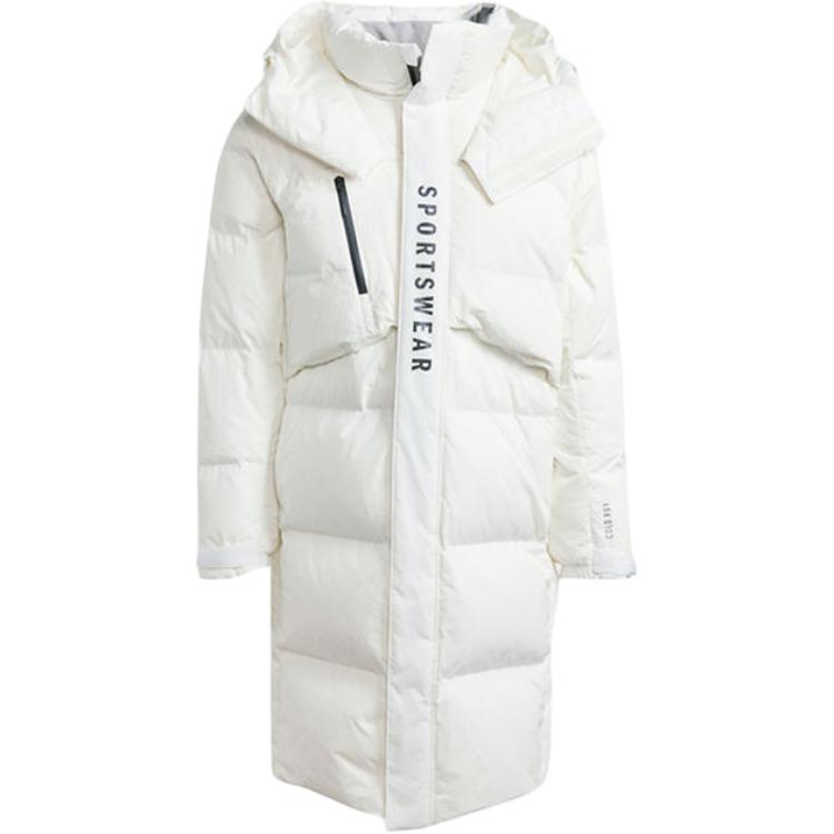 adidas Sportswear  Long Hooded Puffer Jacket White JM4604