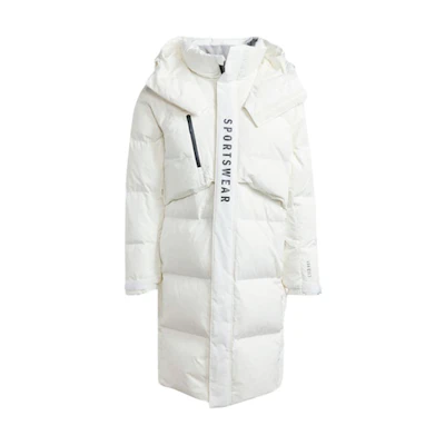 adidas Sportswear Long Hooded Puffer Jacket White JM4604