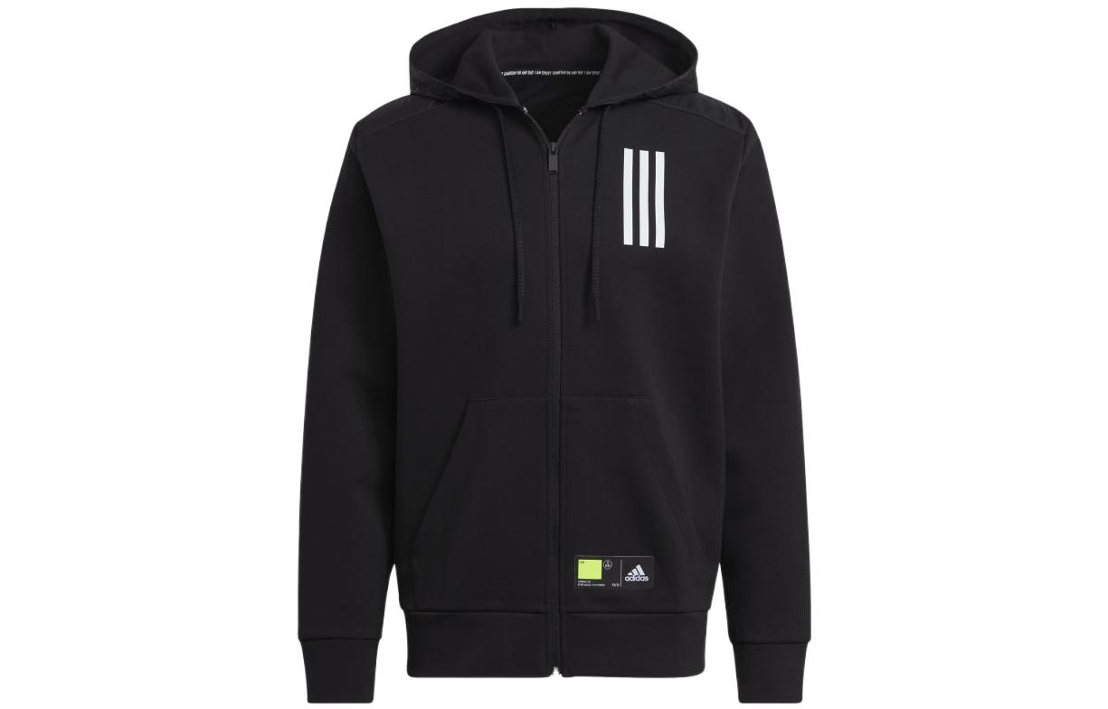 adidas Sportswear Black Training Knit Breathable Sports Hoodie Jacket GM5783