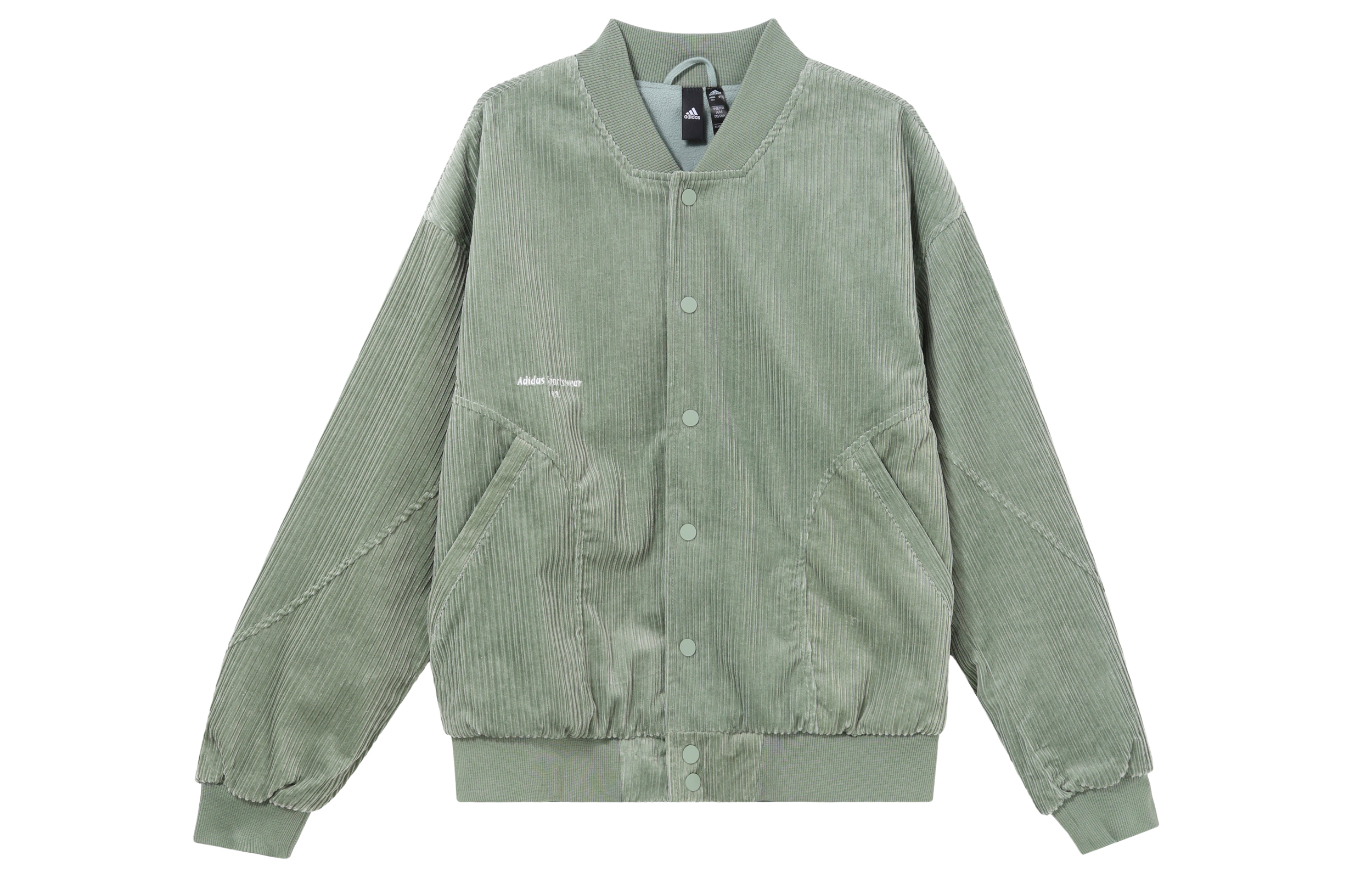 adidas Sportswear Corduroy Logo Jacket Silver Grey Green Mens Retro Casual Style IQ1389