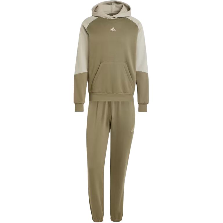 adidas Sportswear Fleece Colorblock Tracksuit Olive Green Hooded Set IY6670