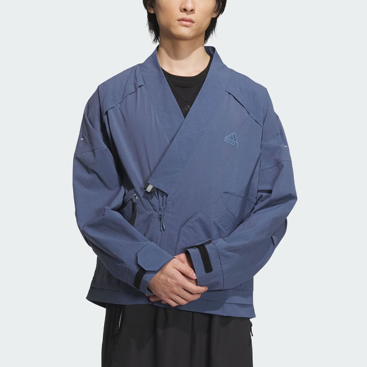 Lookbook adidas Sportswear Jaket Fleece V-Neck Lengan Panjang Kasual Abu Abu Biru IM9069