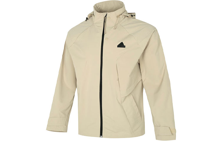 adidas Sportswear Khaki Windbreaker Jacket with Logo, Breathable & Lightweight IP4924