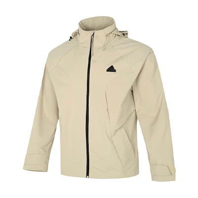 adidas Sportswear Khaki Windbreaker Jacket with Logo, Breathable & Lightweight IP4924