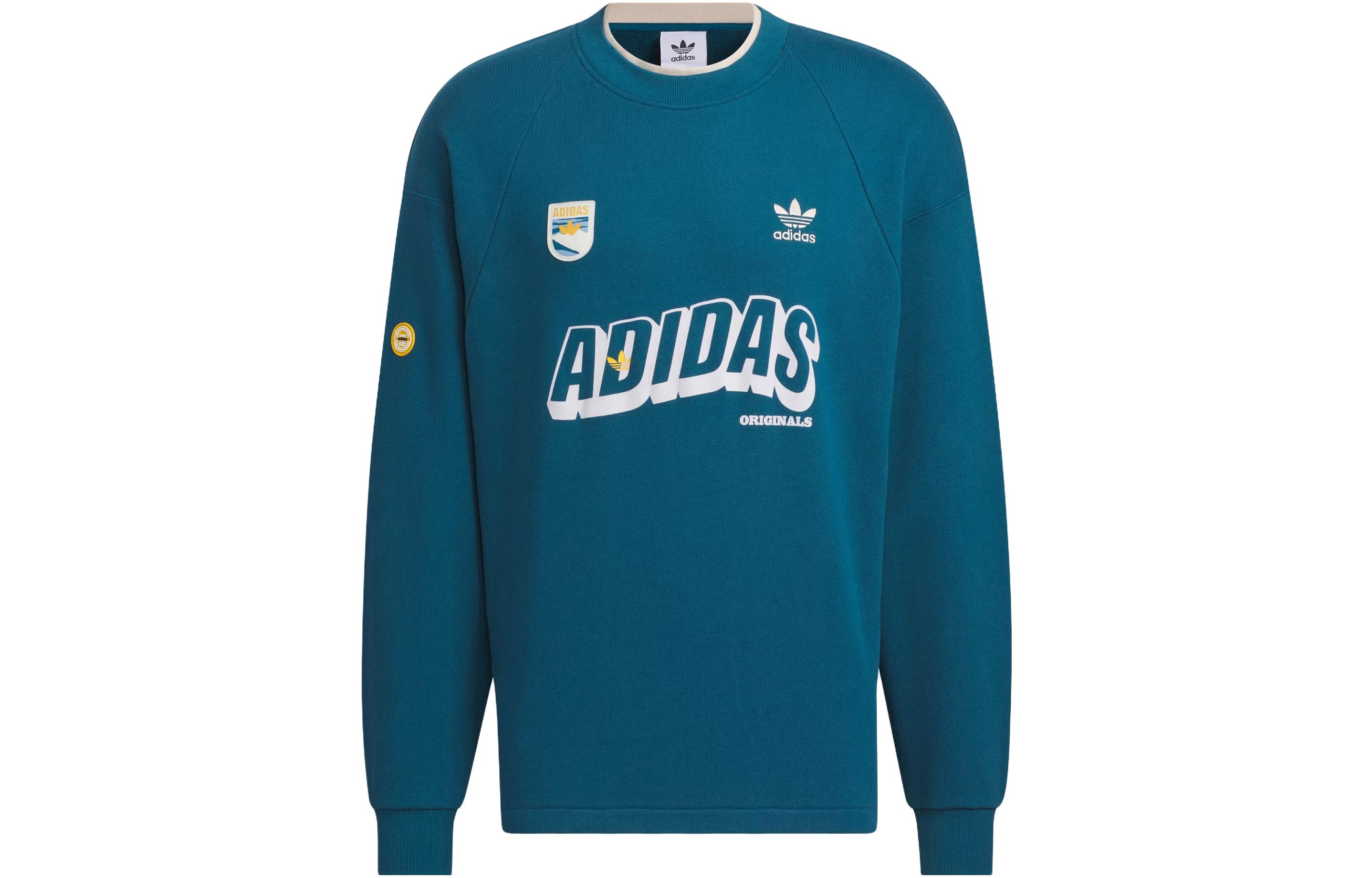 adidas Sportswear Letter Logo Print Crewneck Sweatshirt Stone Green IN0974