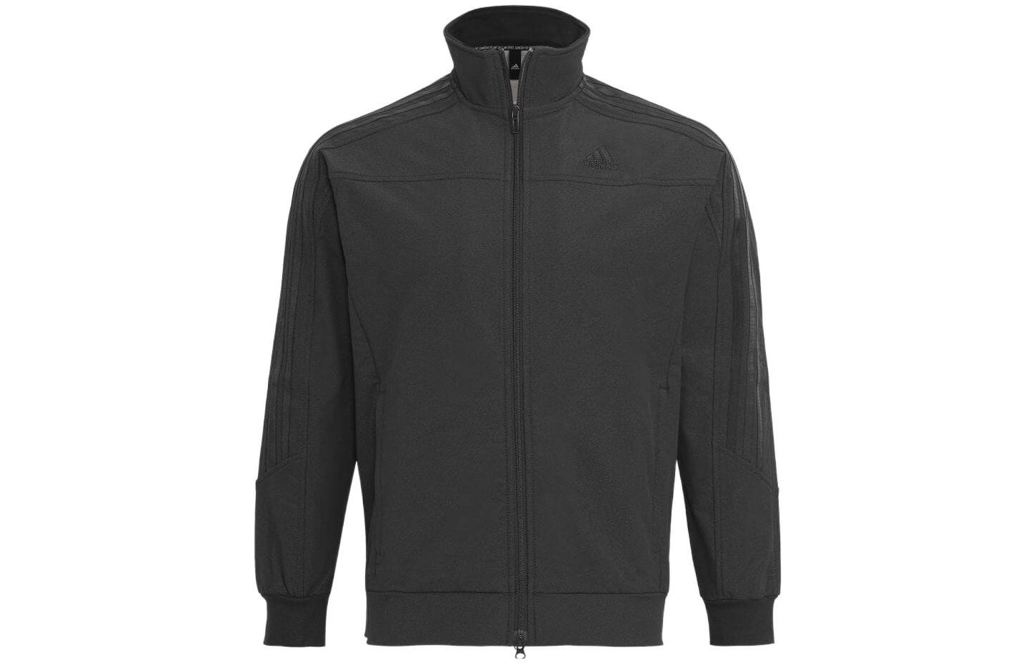 adidas Sportswear Logo Print Stand Collar Zip Jacket Black HC9953