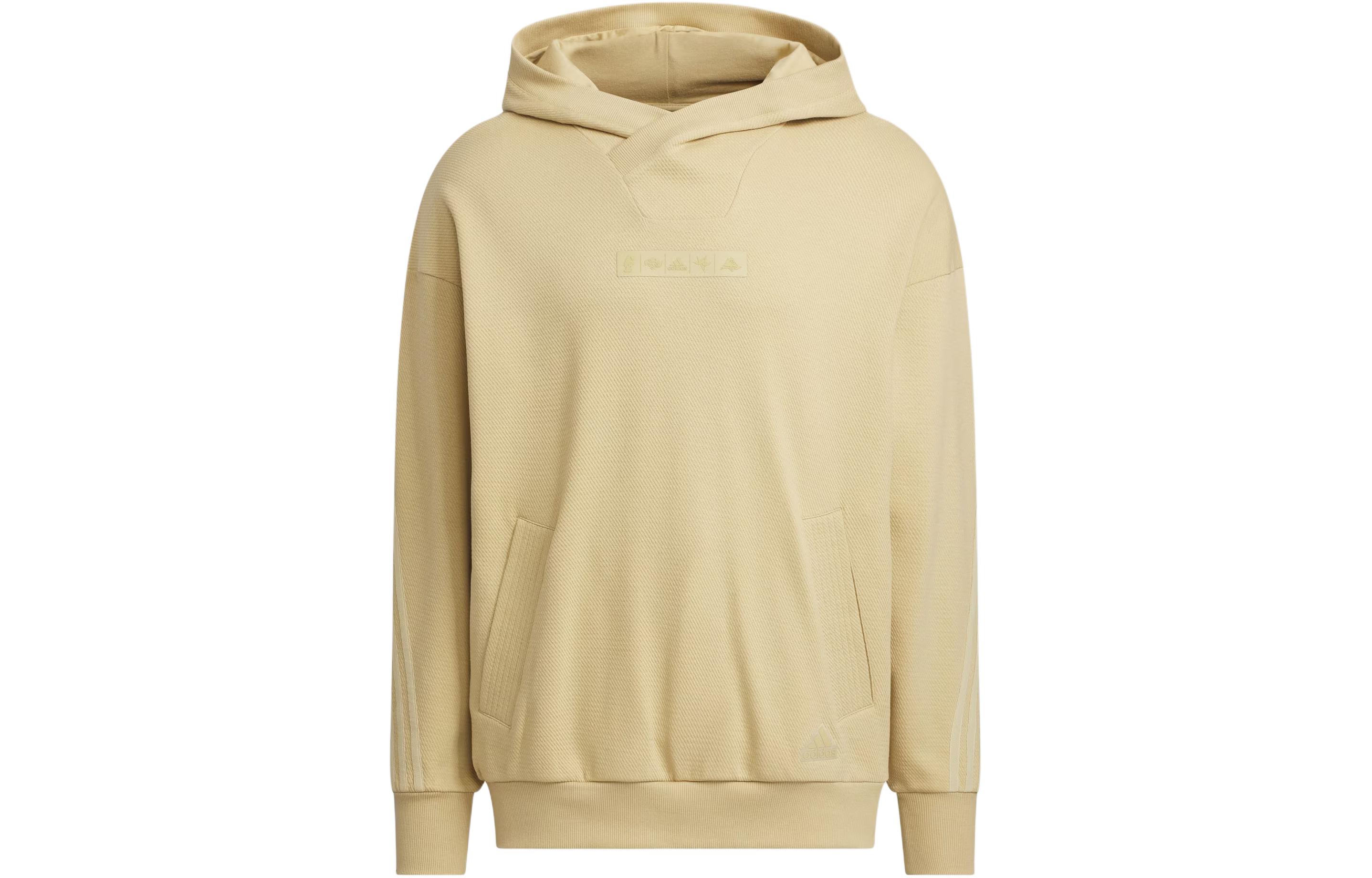 adidas Sportswear Loose Fit Hoodie Pullover - Light Khaki with Stripes IM9072