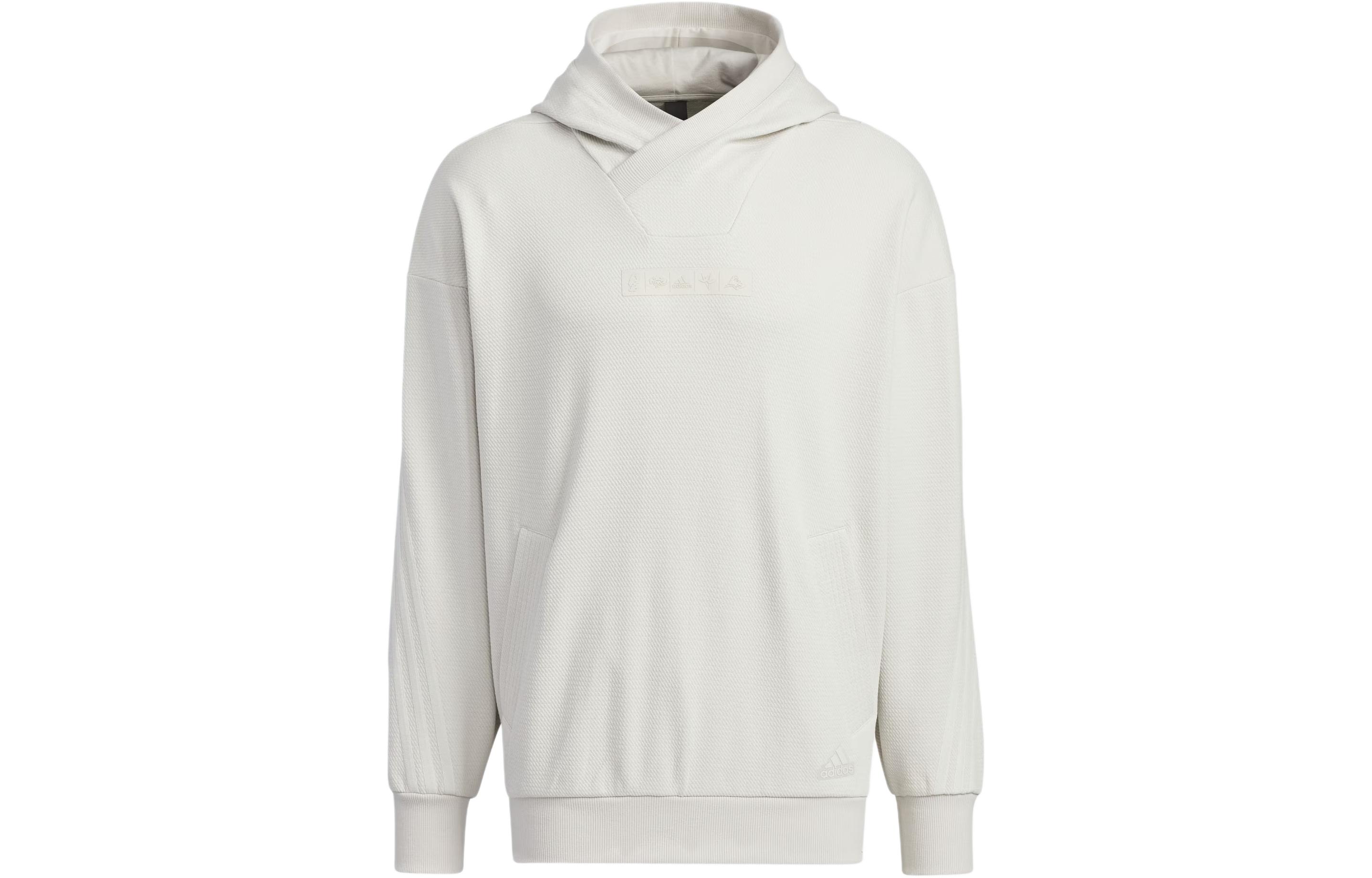 adidas Sportswear Loose Fit Hoodie Taupe with Monochrome Stripes IY0696