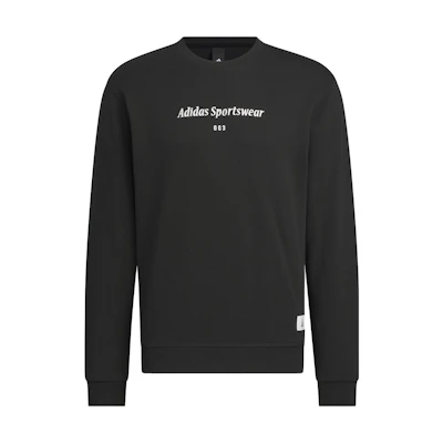 adidas Sportswear Lounge Black Graphic Print Relaxed Crewneck Sweatshirt Mens IQ1369
