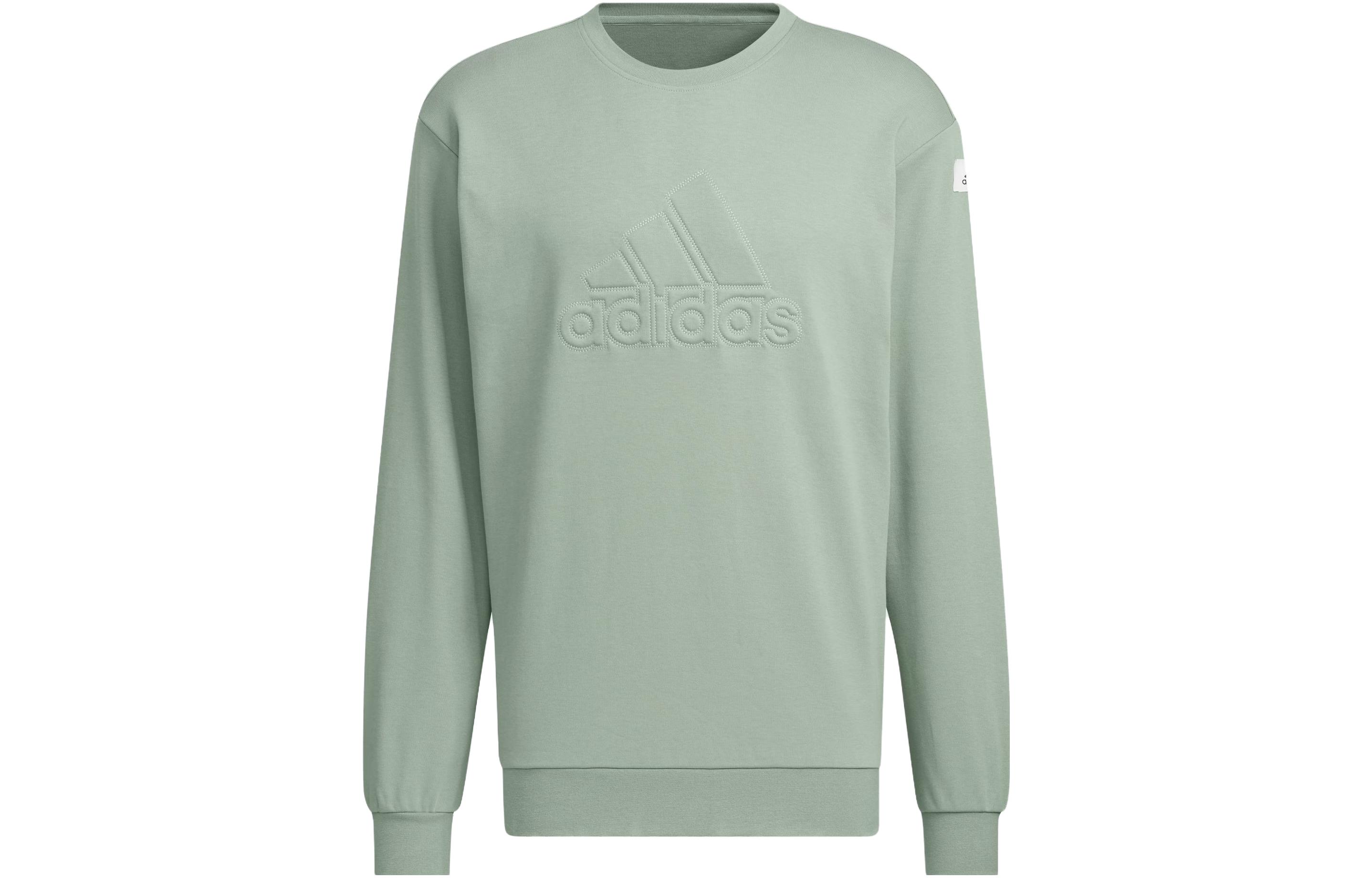 adidas Sportswear Lounge Crewneck Sweatshirt Silver Grey Green Casual Wear IK2796