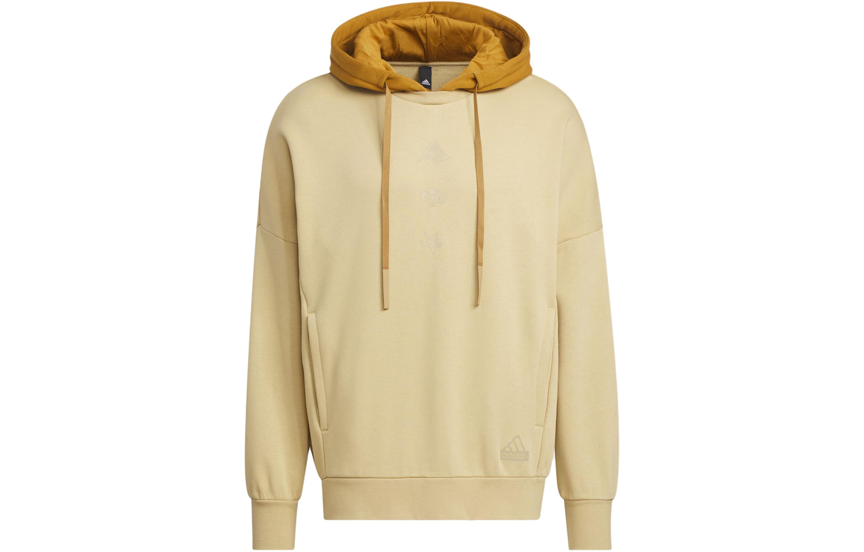 adidas Sportswear Oversized Pullover Hoodie Casual Colorblock Light Khaki IM9052