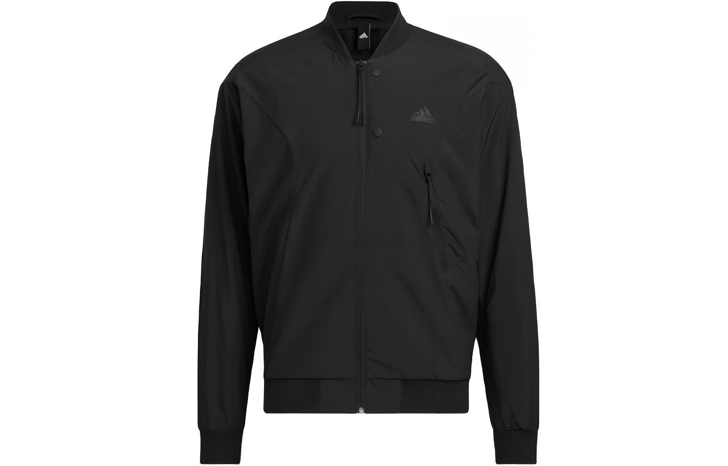 adidas Sportswear Urban Outdoor Black Logo Bomber Jacket Long Sleeve IP4958