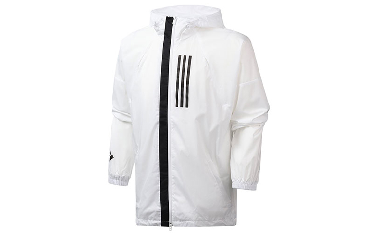 Order 阿迪达斯运动 WND 白色连帽拉链外套夹克 EK4627