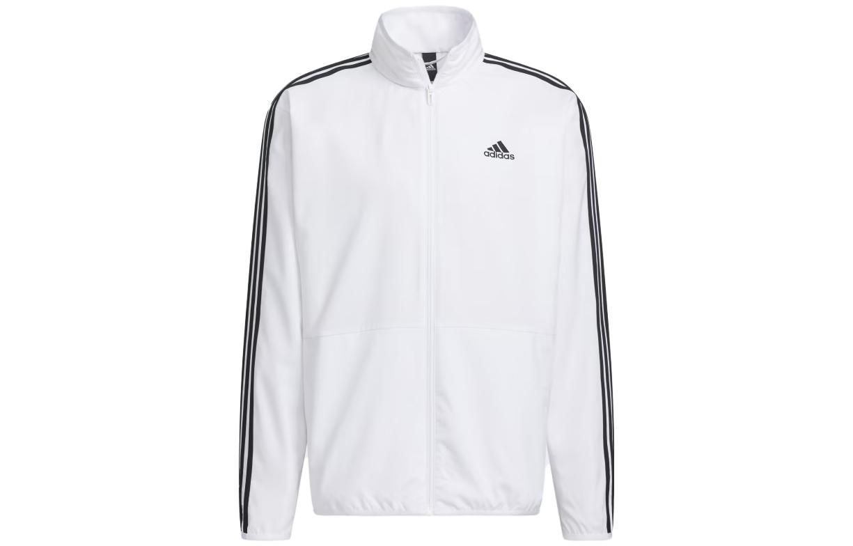 adidas Sportswear White Retro Zip-Up Jacket with Logo and Stripes IA9376